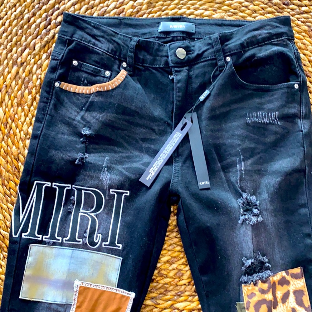 Amiri Grunge Patch Jeans